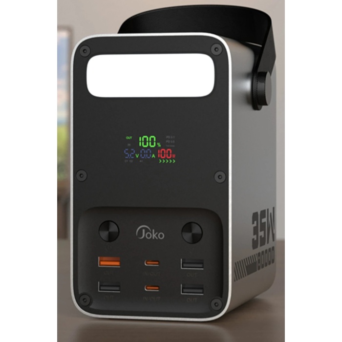 NTM J52 80.000 mAh Dijital Şarj Göstergeli Led Işıklı 35W PD Powerbank - Gümüş