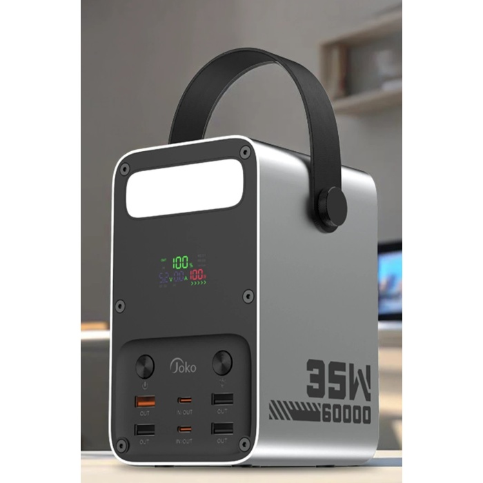 NTM J52 80.000 mAh Dijital Şarj Göstergeli Led Işıklı 35W PD Powerbank - Gümüş