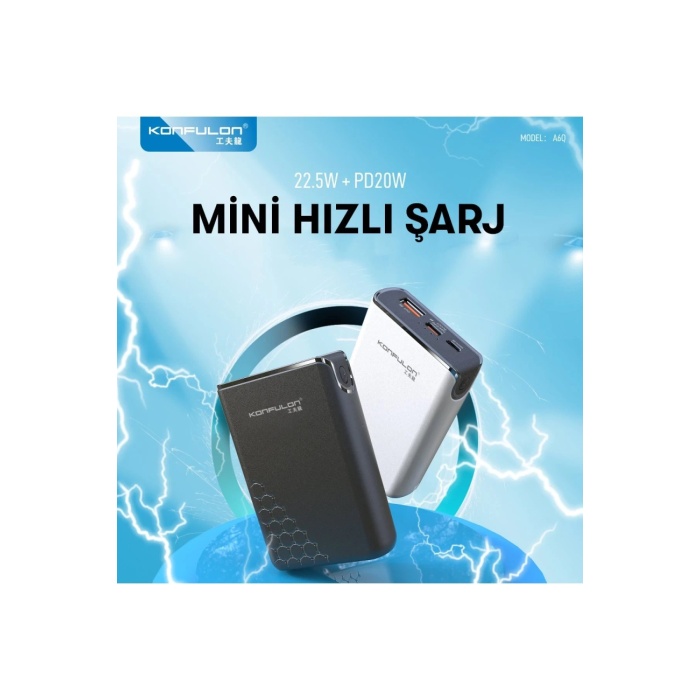 NTM A6Q 22.5W Usb 3.0 ve 20W Type-C Çıkışlı 10.000 mAh PD Powerbank - Siyah