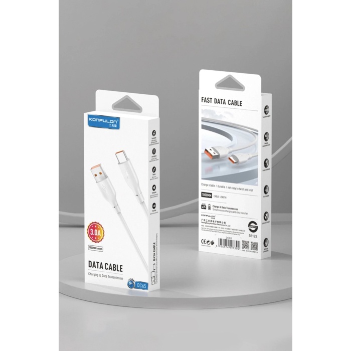 NTM DC65 USB to Type-C 1M 3.0A Hızlı Şarj Kablo - Beyaz