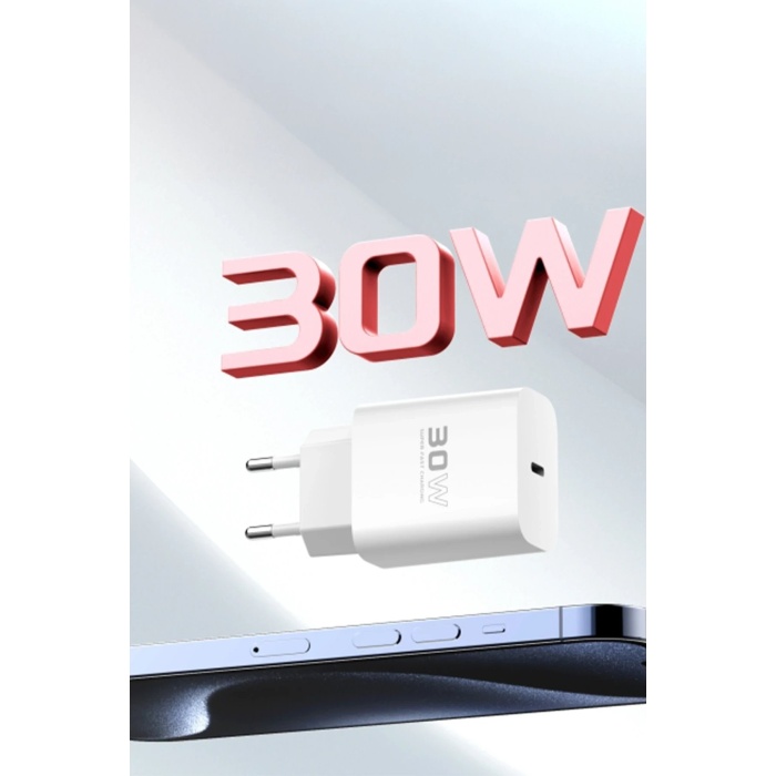 NTM C87C 30W Type-C Çıkışlı Ekstra DL50 1M Type-C to Lightning Kablolu PD Şarj Cihazı - Beyaz