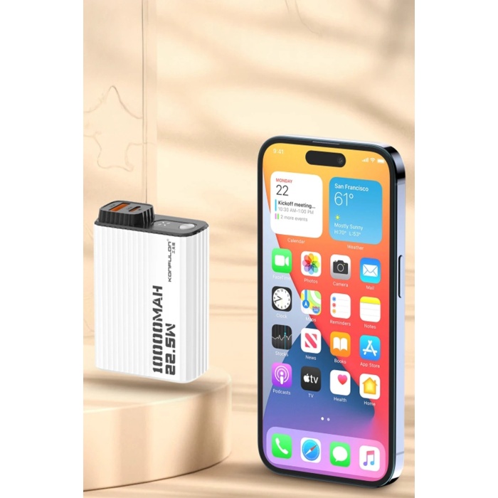 NTM A40Q 10.000 mAh PD 20W Mini Powerbank - Siyah-Beyaz