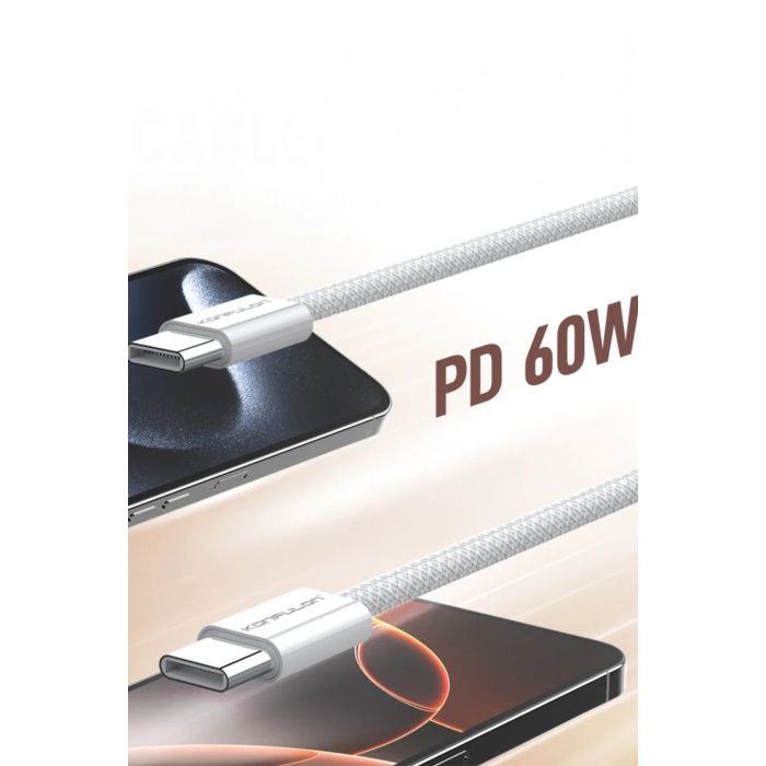 NTM DC82 1M 60W Type-C to Type-C PD Hızlı Şarj Kablo - Beyaz