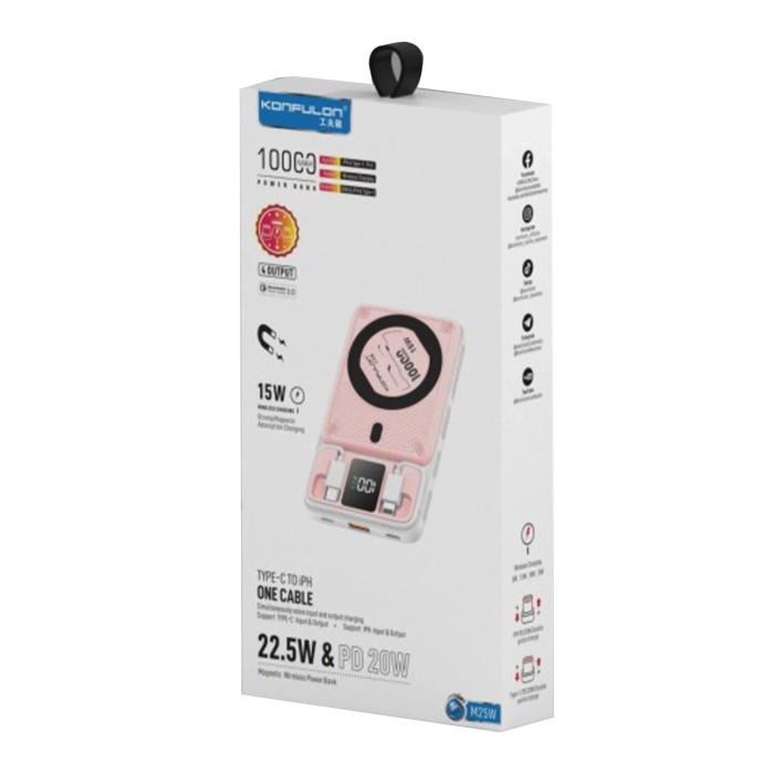 NTM M25W 10.000 mAh 20W PD Magsafe Powerbank - Pembe