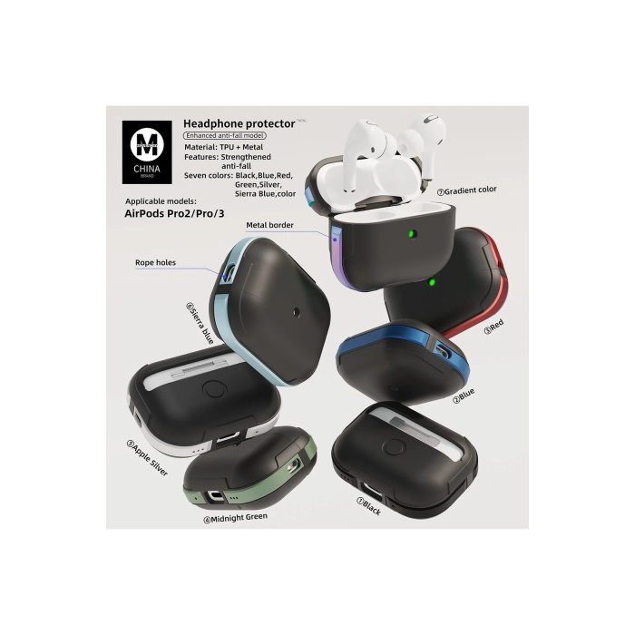 NTM Airpods Pro 2 (2.nesil) MO-A8 Armor Kılıf - Sierra Blue