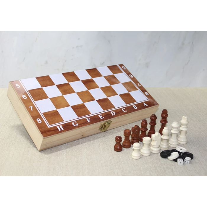 Ahşap Kutulu Satranç Ve Tavla Seti Alk4024