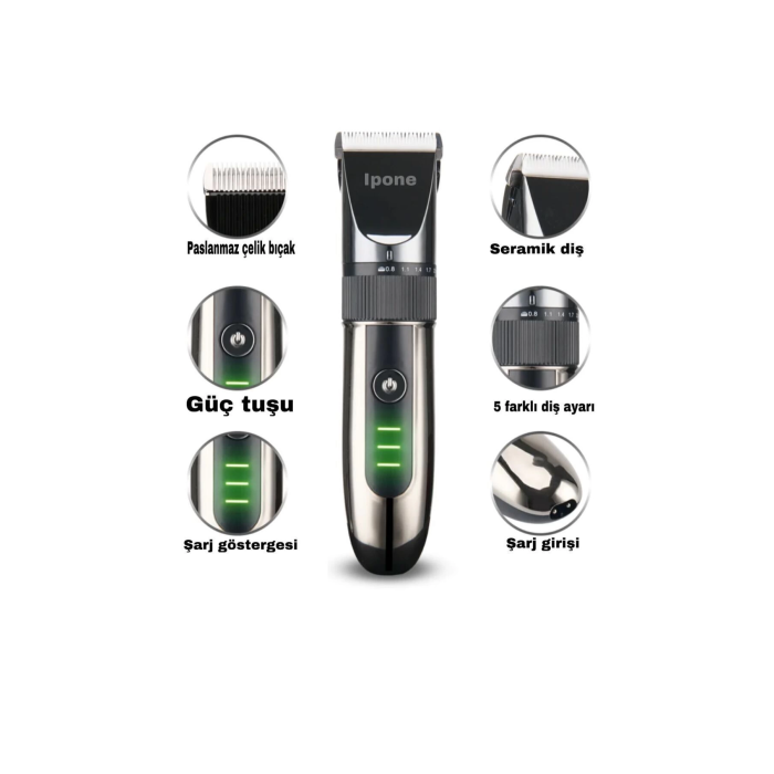Ip-1012 Kişisel Bakım Aleti Profesyonel Saç- Sakal Vücut Tüyleri Kesme Tıraş Makinesi