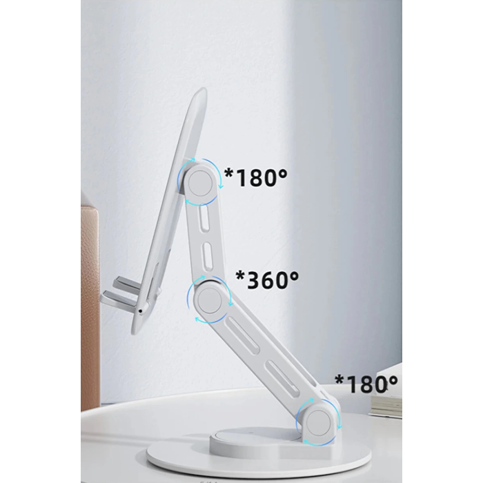 F17s  Masaüstü Telefon Tutucu Döner Tabanı Alüminyum Paslanmaz Çelik Katlanabilir