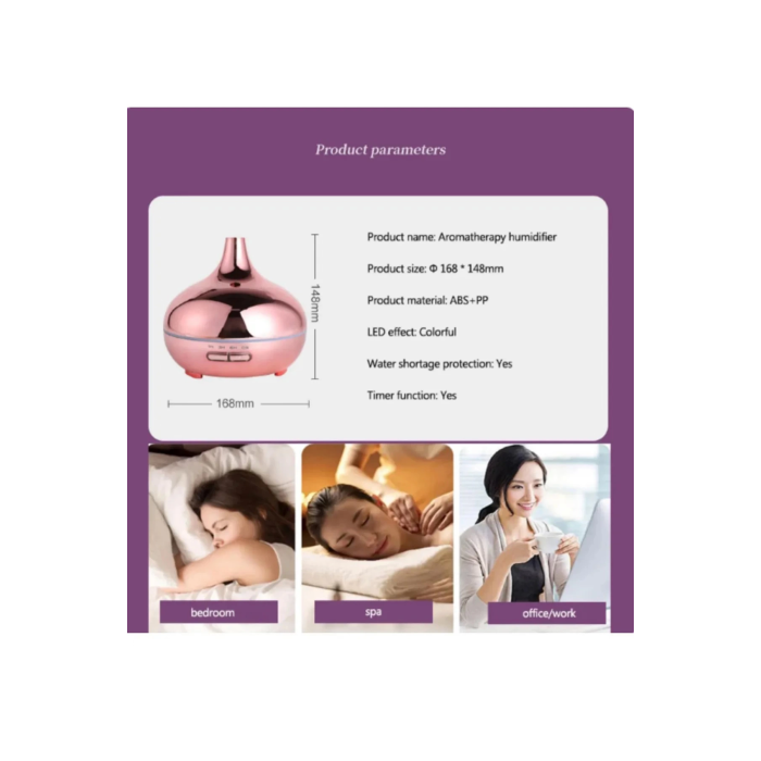 Hava Nemlendirici Parlak Gold Aromatik Oda Kokusu 550 Ml Kahve Aroma Difüzörü Buhar Nemlendırıcı