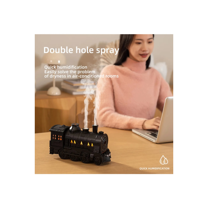 Tren Şeklinde Buharlı Oda Hava Nemlendirici Işık Buhar Makinesi Kumandalı