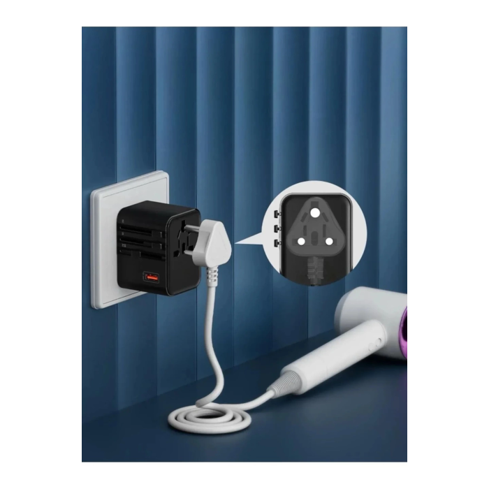 25w Evrensel Seyahat Adaptörü, Eu/us/uk/au Priz Dönüştürücü, 1x Usb, 2x Type-c Hızlı Şarj