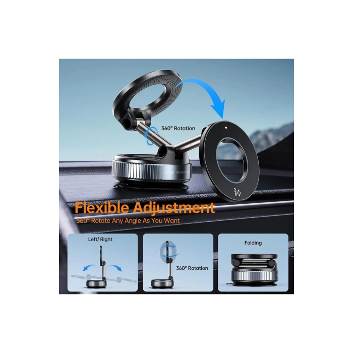 360 Dönebilen Ayarlanabilir Araç Içi Tutucu Kullanılabilen Vakumlu K007 Magsafe Telefon Tutucu