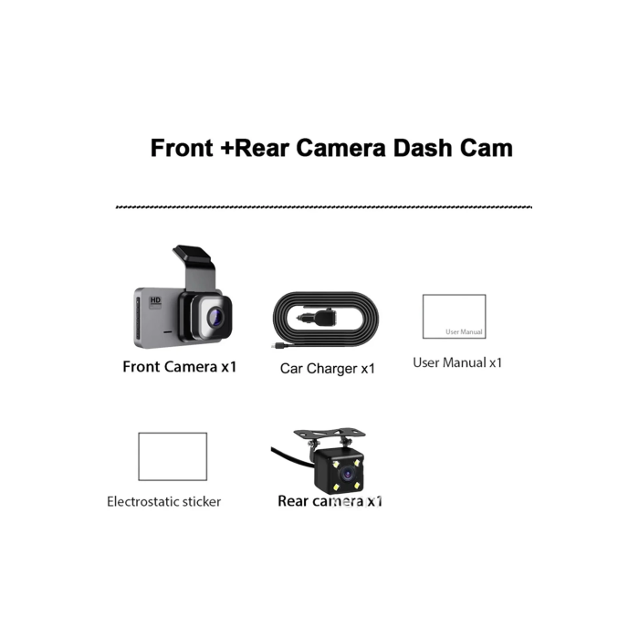 Araç İçi Kamera Wifi Özellikli Ekranlı Ön Ve Geri Görüş Kameralı Mikrofonlu 3 İnç Hd