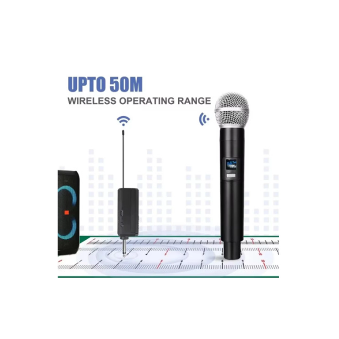 Profesyonel Çiftli Kablosuz Mikrofon Seti Karaoke Şarj Edilebilir 50 Metre Mesafe