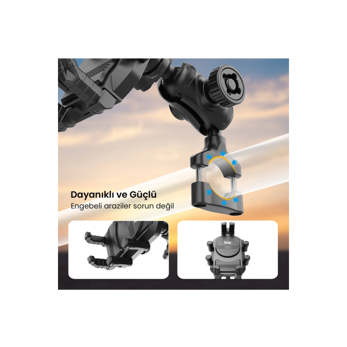 Gidon Bağlantılı Güneş Ve Yağmur Korumalı 360° Derece Ayarlanabilir Motosiklet Bisiklet Telefon Tutucu