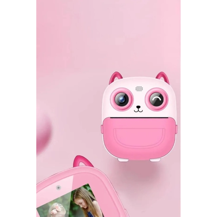 Dijital Video Fotoğraf App Destekli Çocuk Kamerası Termal Resim Kağıt Baskılı Yazıcı Pembe
