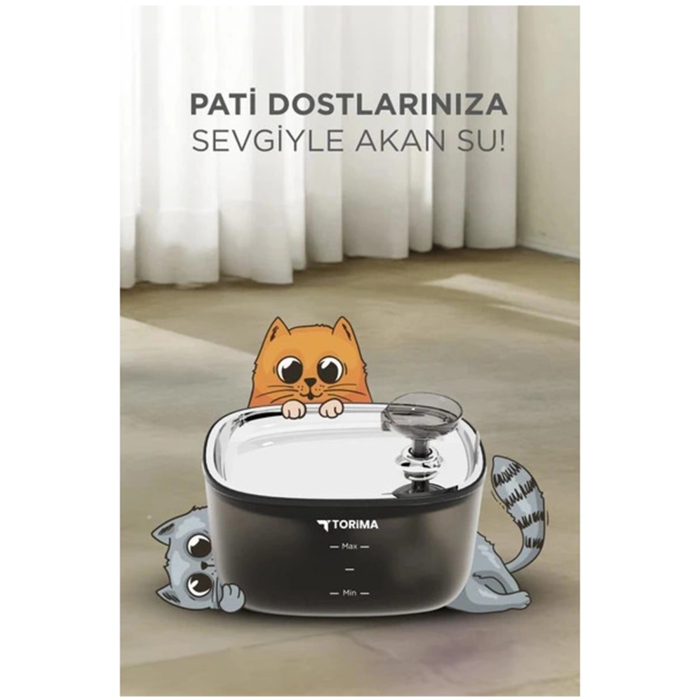 Otomatik Filtreli Kedi Köpek Su Pınarı Su Çeşmesi Ultra Sessiz Su Şelalesi 2.5lt