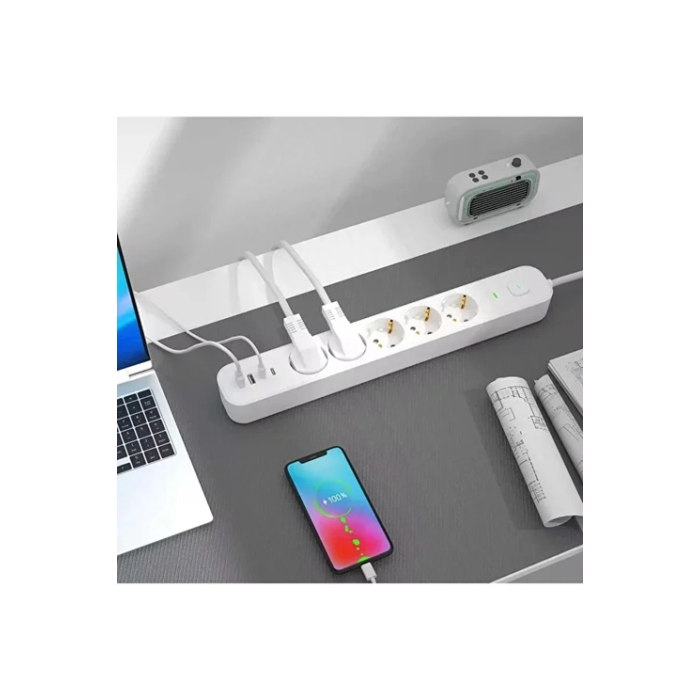 5 Prizli Akım Korumalı Uzatma Kablosu | 2xusb-a + 2xusb-c | 3680w - 2m Kablo