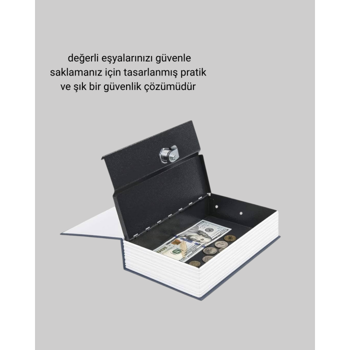 Sözlük Görünümlü Gizli Kitap Kasa – Anahtarlı Metal İç Kasa, Kompakt Boyut, Şık ve Güvenli Tasarım