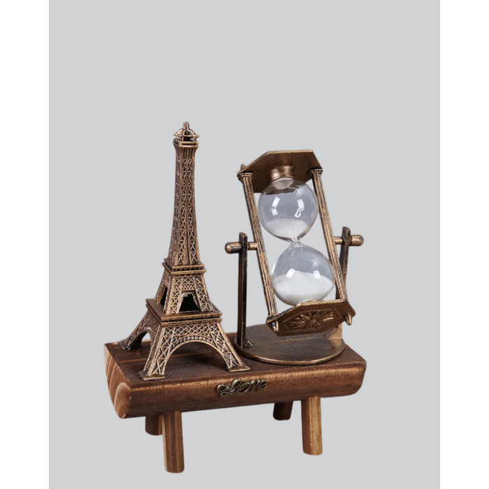 Ahşap Gövdeli Dekoratif Kum Saati – Masa Üstü El Sanatı Aksesuarı