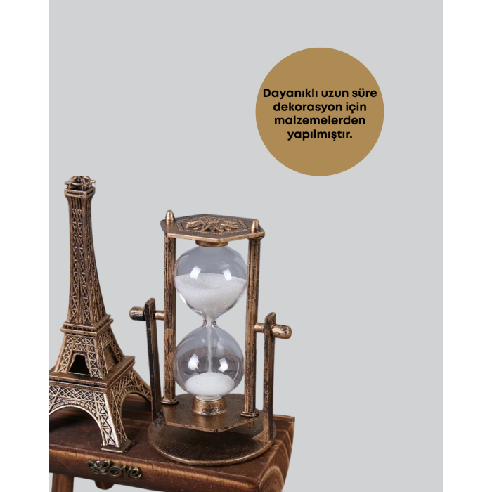 Klasik Tasarımlı Ahşap Kum Saati – Ev ve Ofis İçin Masaüstü Aksesuarı