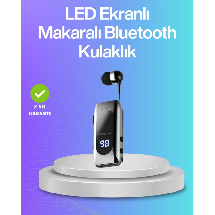 Bluetooth 5.2 Klipsli Kablosuz Kulaklık – Dijital Ekran & Titreşimli Uyarı