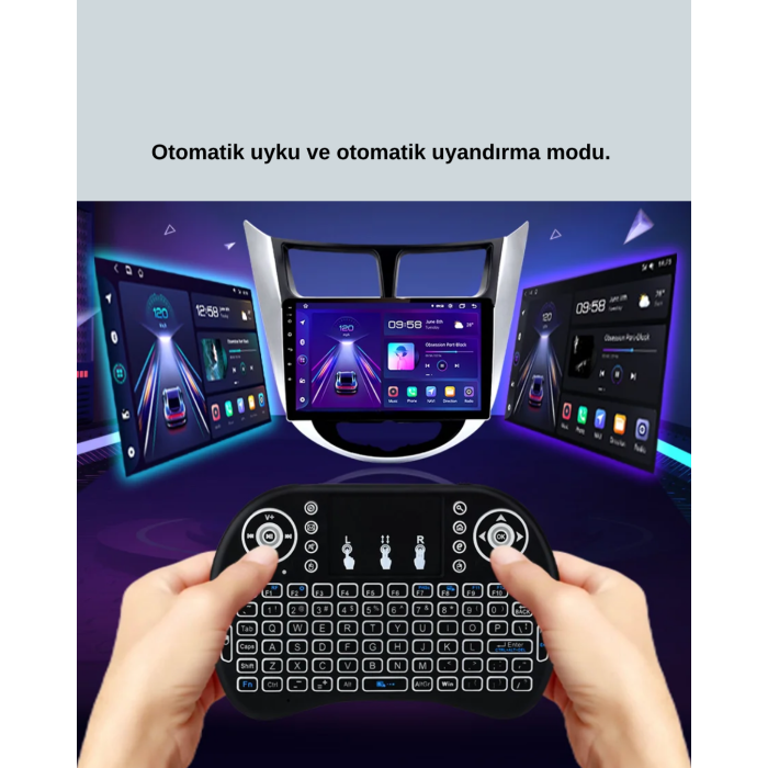 Işıklı Kablosuz Mini Klavye – 2.4 GHz, Dokunmatik Mouse Özellikli