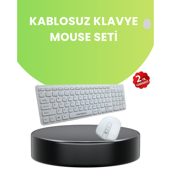 Ergonomik Kablosuz Klavye Mouse Takımı - Tam Boy, Sessiz ve Güvenilir