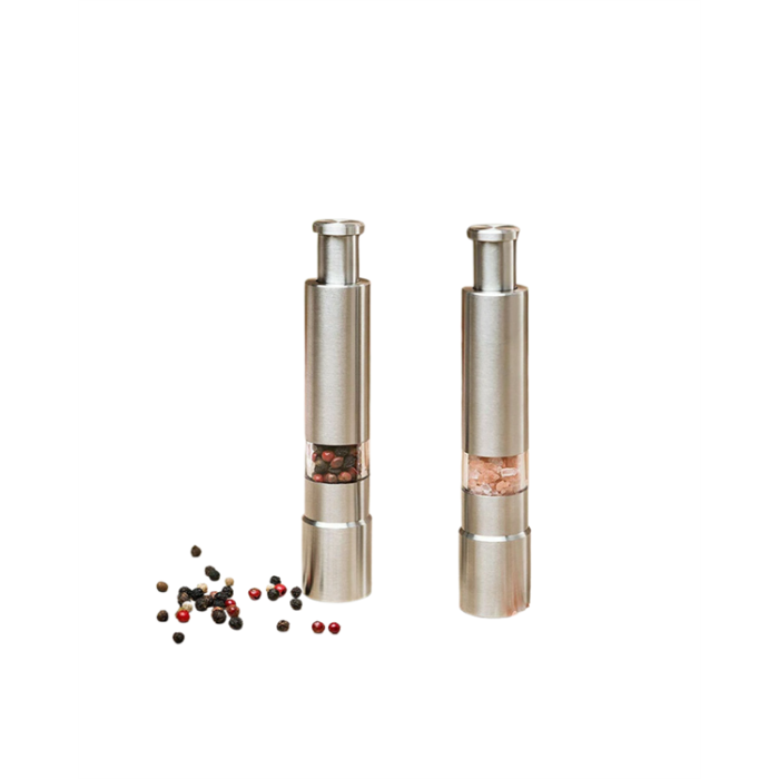 Paslanmaz Çelik Tuz ve Kararbiber Öğütücü - Şeffaf Akrilik Hazne