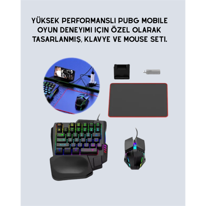 Ergonomik Tasarımlı Kablosuz Oyun Seti – Mobil Cihazlarla Uyumlu Klavye Mouse Kiti