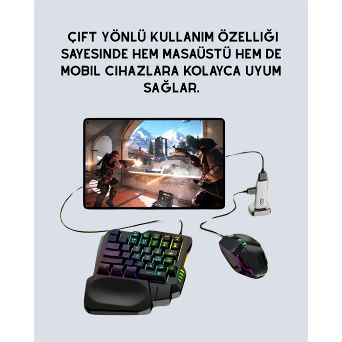 Ergonomik Tasarımlı Kablosuz Oyun Seti – Mobil Cihazlarla Uyumlu Klavye Mouse Kiti