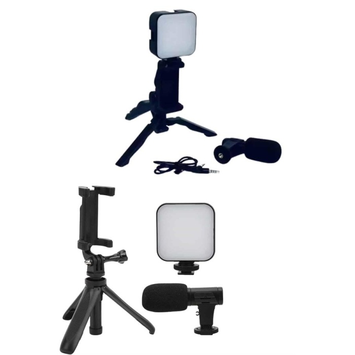 Telefon Tutucu Mikrofonlu Işıklı Youtuber Video Kayıt