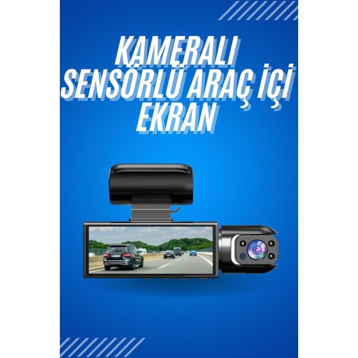Araç İçi Full Hd Kamera Ön ve Arka Kameralı Ekranlı Araç Kamerası