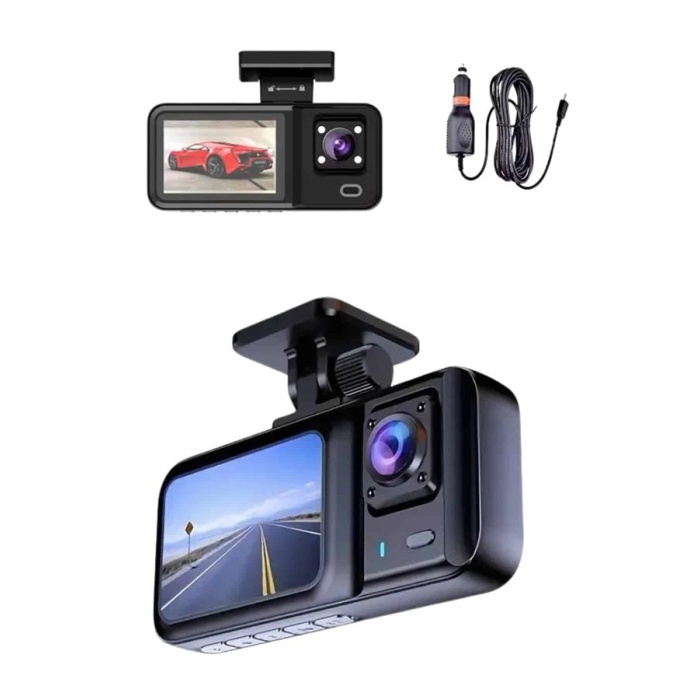 1080p Sürüş Kaydedici 2 İnç Araç Araba Ön İç Arka DVR IPS Ekran