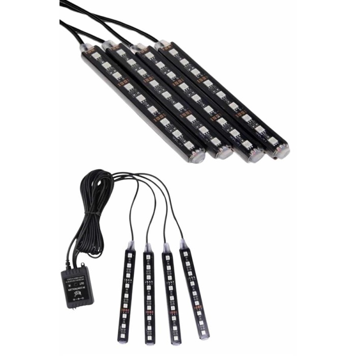 Araç İçi Ayak Altı 12li Şerit Led Işık Uzaktan Kumandalı RGB Işıklı Ses ve Müziğe Duyarlı