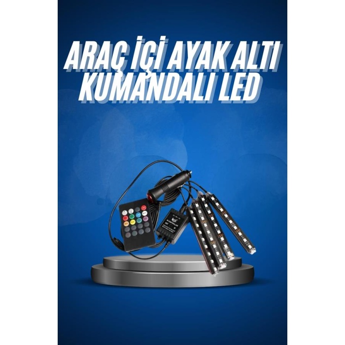 Araç İçi Ayak Altı Led 12 Led Işık Sese Müziğe Duyarlı RGB Işıklı Aydınlatma Seti