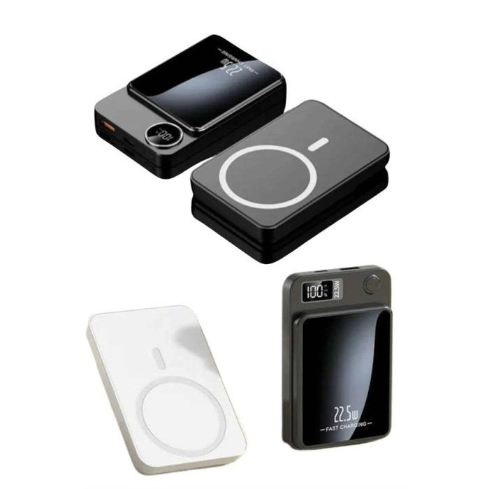 Taşınabilir Şarj Magsafe Powerbank 10.000 mAh Hızlı Şarj Led Göstergeli Kablosuz