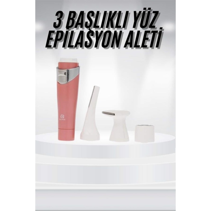 3 Başlıklı Yüz Kaş Epilasyon Aleti Değiştirilebilir Başlık Hassas Ciltlere Uygun