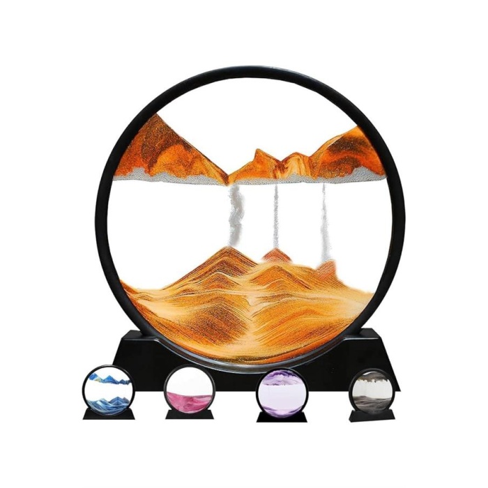 Dekoratif Kum Sulu Kum Saati Yuvarlak Şık Kum Tablosu Kum Saati Şeklinde Kum Tablo