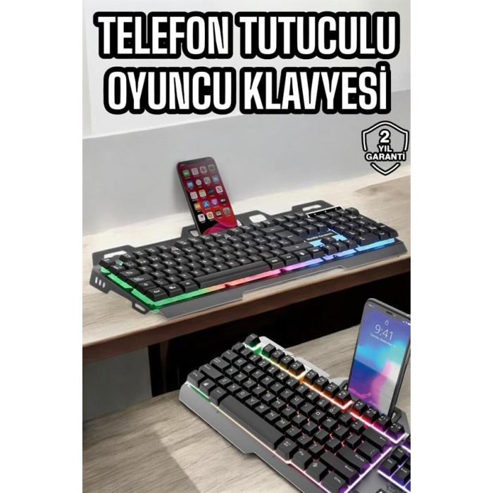 Oyuncu Klavyesi Q Klavye RGB Işıklı Mouse Hediyeli