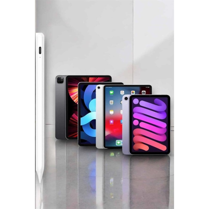 Dokunmatik Kalem Beyaz Şarjlı Yedek Uçlu Android ve İOS Uyumlu