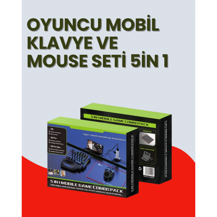 5in1 BT5.3 Mobil Oyun Kiti Klavye Mouse Dönüştürücü Seti