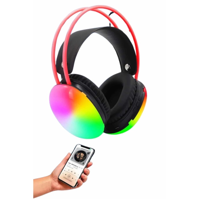 RGB Işıklı Yüksek Ses Kaliteli Kablosuz Kulak Üstü Bluetooth Kulaklık