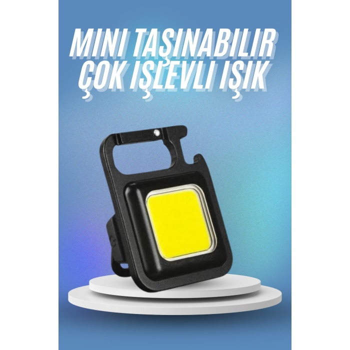 Işıldak USB Şarjlı Cep El Feneri Taşınabilir Mini Led Işık Çok Fonksiyonlu
