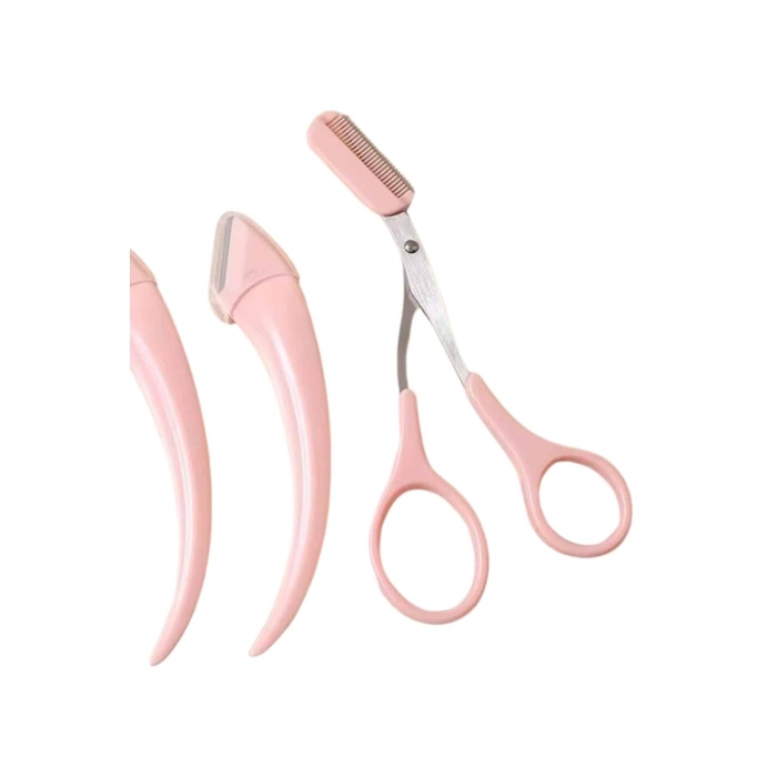 Taraklı Kaş Bıyık Makası Ve Kaş Ustura Seti Kaş Bıyık Tüy Alma Epilasyon Aleti 2li Set