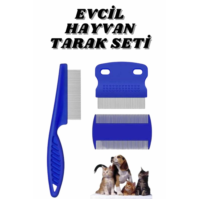 Evcil Hayvan Bit Tarağı Seti Paslanmaz Çelik Bıçaklı 4lü Set