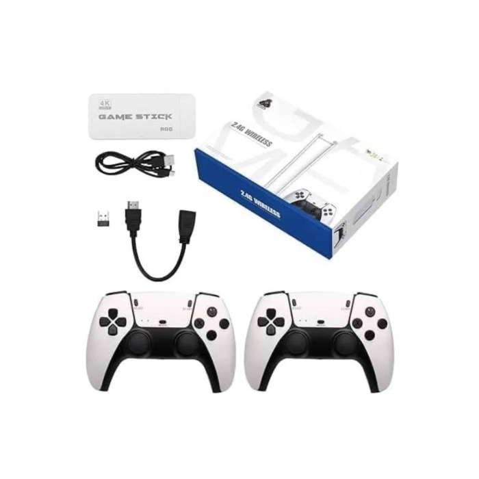 Çift Oyun Kollu 4K HD Ekran Nostaljik 20.000 Oyunlu Beyaz Game Stick