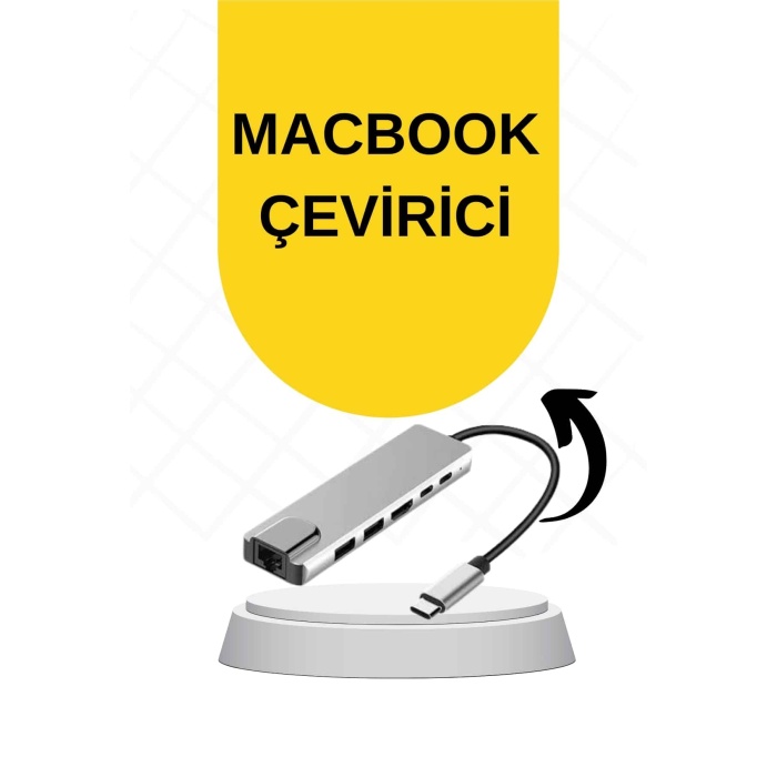 Macbook Pro/air Uyumlu USB Type-C 8 In 1 Hub Dönüştürücü Çevirici Çoklayıcı USB Hdmı Micro Sd 8 Girişli