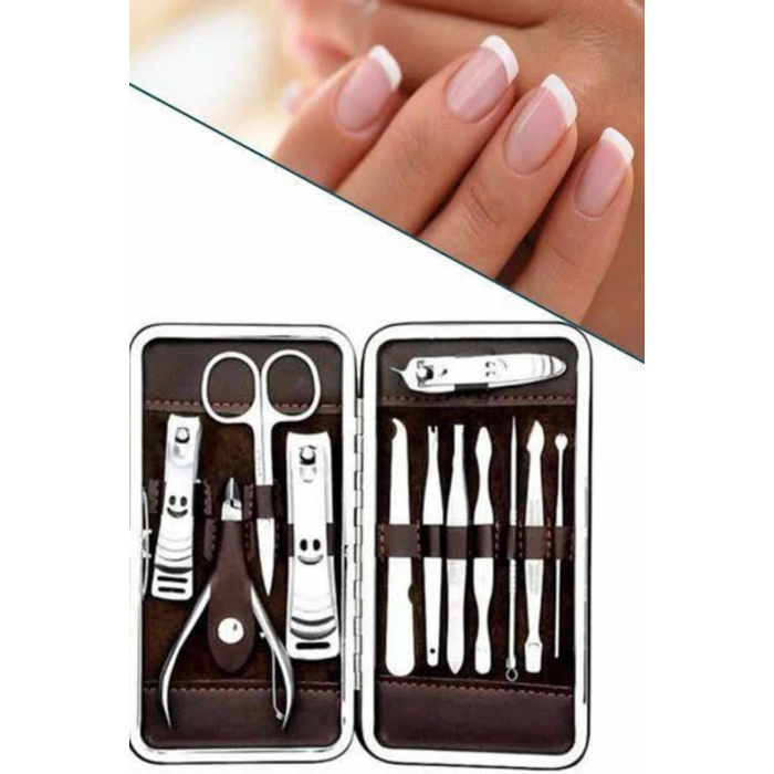 12 Parça Manikür Pedikür Seti Özel Deri Çanta El Ayak Bakımı Akne ve Sivilce Temizleme