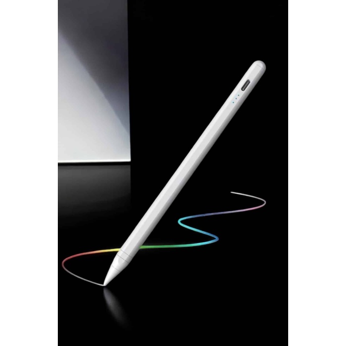 Dokunmatik Kalem Beyaz Şarjlı Yedek Uçlu Android ve İOS Uyumlu